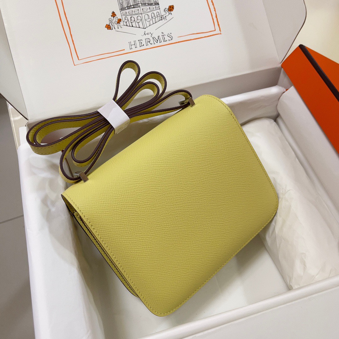 Hermes Constance 18 Mini Shoulder Bag In Lemon Yellow Epsom Leather